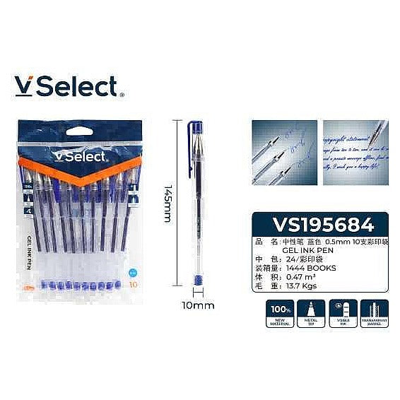 VS19568 4 - BOLÍGRAFO DE GEL AZUL 0.5MM 10 PIEZAS (144/1)