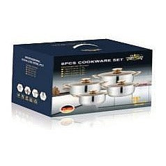 SS-JK5 - SET DE OLLAS DE ACERO INOXIDABLE 8 PIEZAS (4/1)