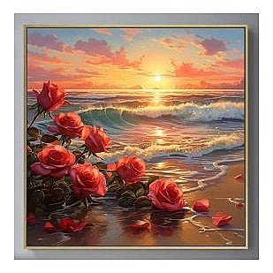 HG-PF-12 - CUADRO DECORATIVO PAISAJE CON ROSAS (12/1)