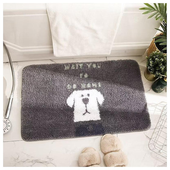 HG-QSM11 - ALFOMBRA DE BAÑO GRIS CON DISEÑO DE PERRO (50/1)