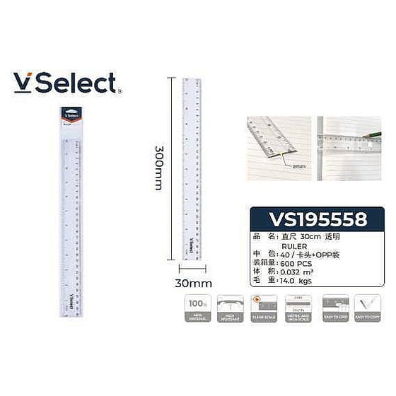 VS195558 - REGLA TRANSPARENTE 30 CM (600/1)