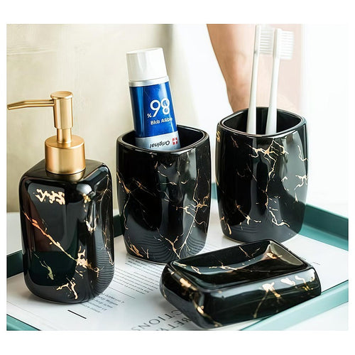 CF-LTC03 - SET DE BAÑO MÁRMOL NEGRO (12/1)