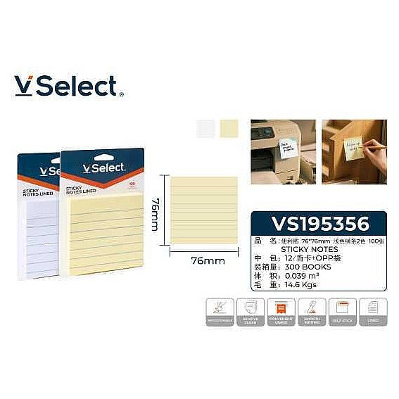 VS195356 - NOTAS ADHESIVAS 76X76MM LÍNEAS (300/1)
