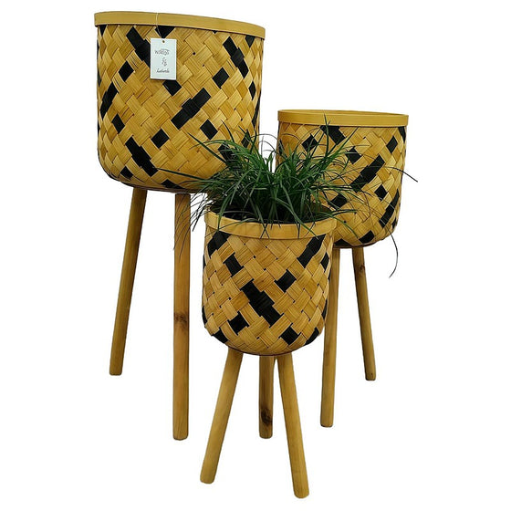 HG-WHD15 - MACETEROS DE BAMBÚ CON SOPORTE (8/1)