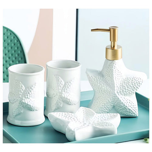 CF-LTC05 - SET DE BAÑO CERÁMICO CON DISEÑO DE ESTRELLA (12/1)